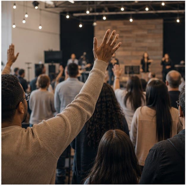 London community gathered for baptisms